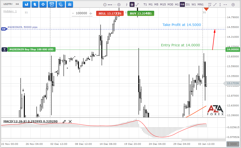 USDTRY currency pair counterattacking bears